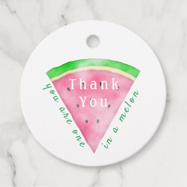 Tack Rosa Watermelon One i A Melon Gåvor Etiketter (Framsida)