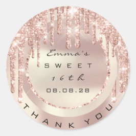 Tack Rose Drips Söt 16:e Glitter 15:e Gnista Runt Klistermärke