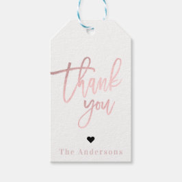 Tack Rose Guld Folie Modernt Skript Bröllop Presentetikett