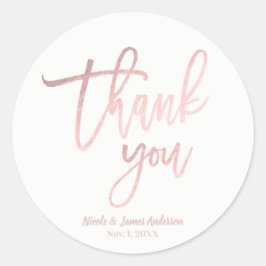 TACK Rose Guld Folie Modernt Skript Bröllop Runt Klistermärke