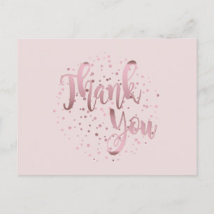 Tack Rose Guld Rosa Glitter Rent Vykort