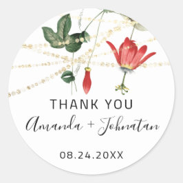 Tack Rose Namn Datum Vita Gyllene Ljus Murgröna Runt Klistermärke