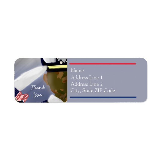 Tack Rött vitt blått stripe Camo Veteran Returadress Etikett (Framsidan)