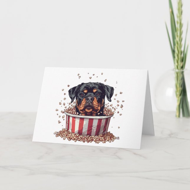 Tack Rottweiler Hund Movie Popcorn Bucket Kort (Framsida)