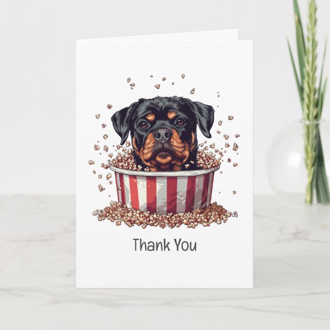 Tack Rottweiler Hund Movie Popcorn Bucket Kort (Framsida)
