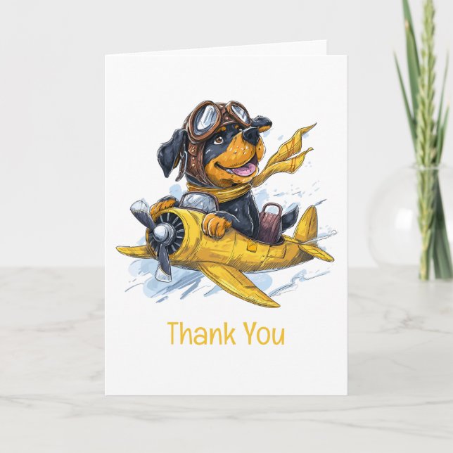 Tack Rottweiler Hund Pilot Flygplan Kort (Framsida)