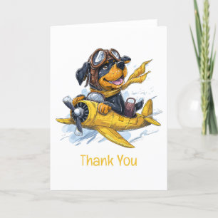 Tack Rottweiler Hund Pilot Flygplan Kort