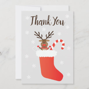 Tack Rudolph Red Nposed Reindeer Stocking Kort
