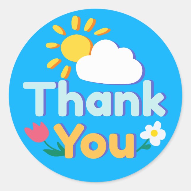 Tack Runt Klistermärke (Framsida)