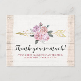 Tack Rustic Bohemian Blommigt Pilar Rosa Vykort