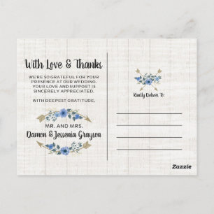 Tack Rustic Boho Pilar & Blommigt Photo Vykort