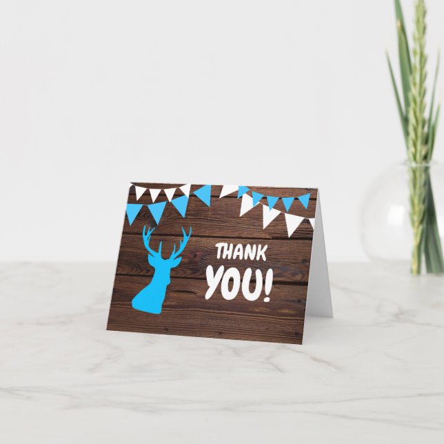 TACK Rustic Buck Hjort Baby Shower Boy | FOTO Kort (Framsida)