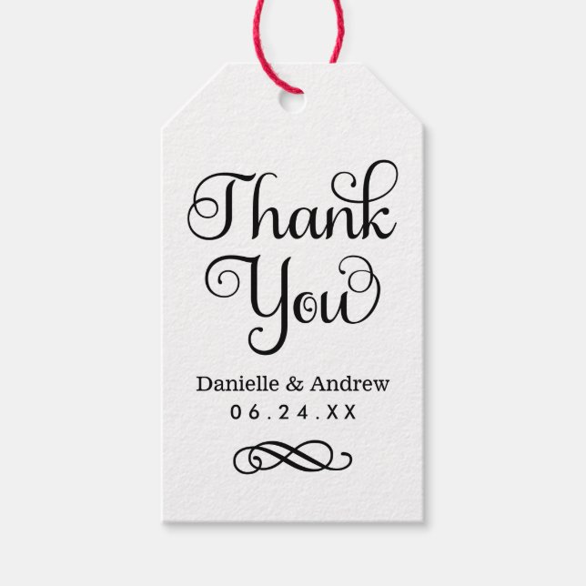 Tack Rustic Kraft Modern Script Bröllop Presentetikett (Framsidan)