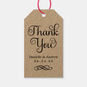 Tack Rustic Kraft Modern Script Bröllop Presentetikett