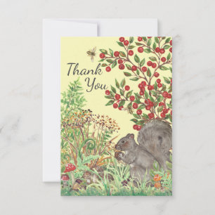 Tack Rustic Squirrel Nature Skogen Gult Fall Kort