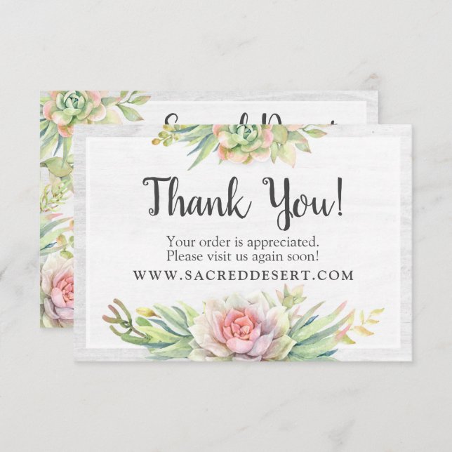Tack Rustic Watercolor Succulent Desert Card Inbjudningar (Fram/baksida)