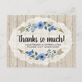 Tack Rustic Wood & Bohemian Watercolor Blommigt Vykort