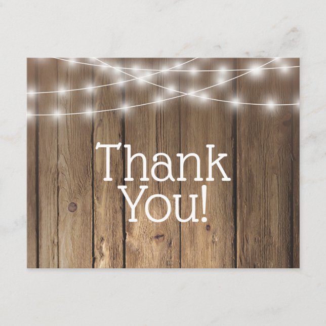 Tack Rustic Wood String Ljus Baby Note Card Anteckningskort (Framsida)