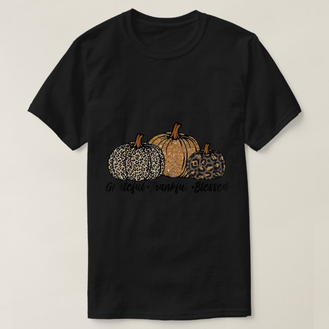 Tack så hjärtligt välsignad Leopard Pumpkin Funny  T Shirt (Design framsida)