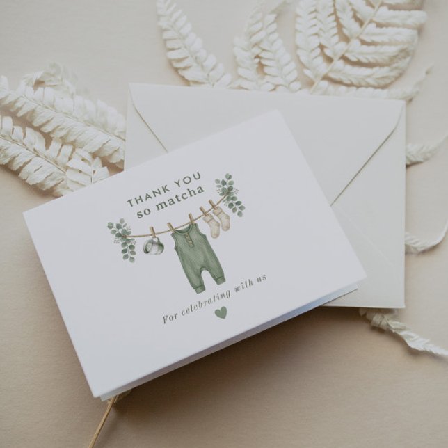 Tack så matcha sagegrön baby shower kort (Skapare uppladdad)