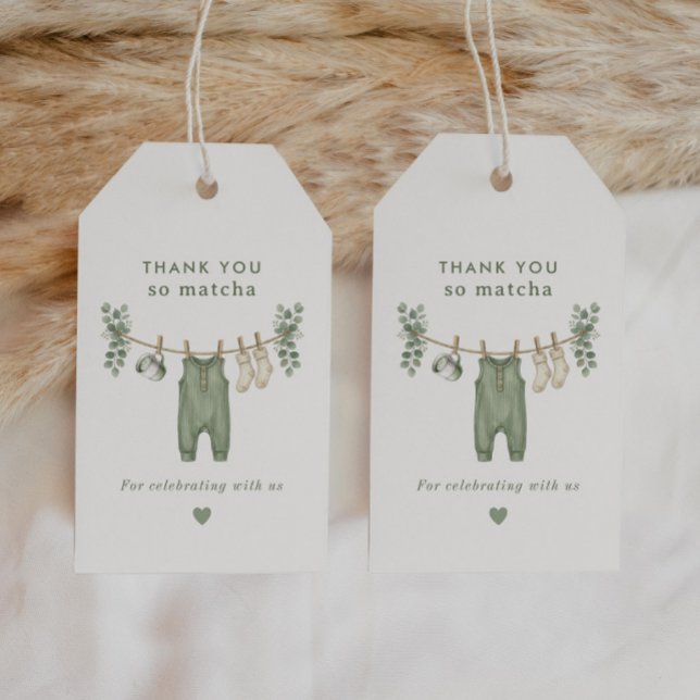 Tack så Matcha Sagegrön baby shower Presentetikett (Skapare uppladdad)