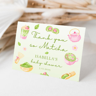 Tack så Matcha Te Baby Flickor Shower Kort