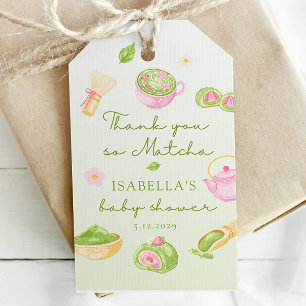 Tack så Matcha te Bebis firande Presentetikett