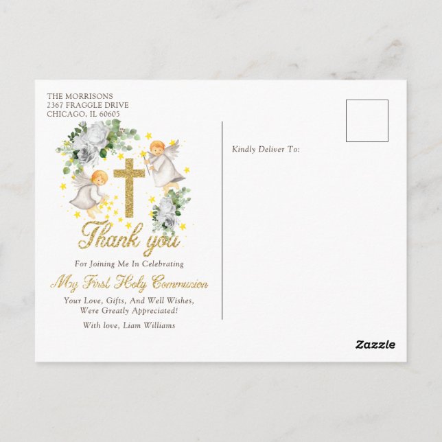 Tack så mycket, Änglar Glitter! Vykort (Baksida)