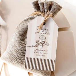 Tack så mycket Bebe Café Brun Båge Baby Shower Presentetikett