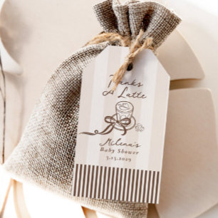 Tack så mycket Bebe Café Brun Båge Baby Shower Presentetikett