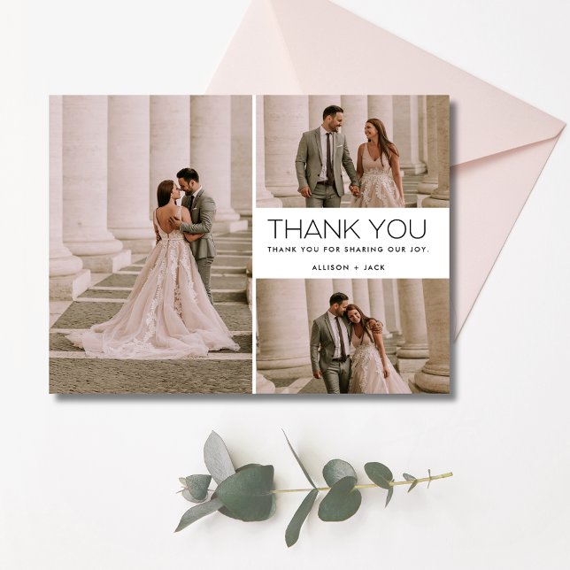 Tack så mycket Bröllops Collage Tackkort (Thank You Multi Photo Collage Wedding)