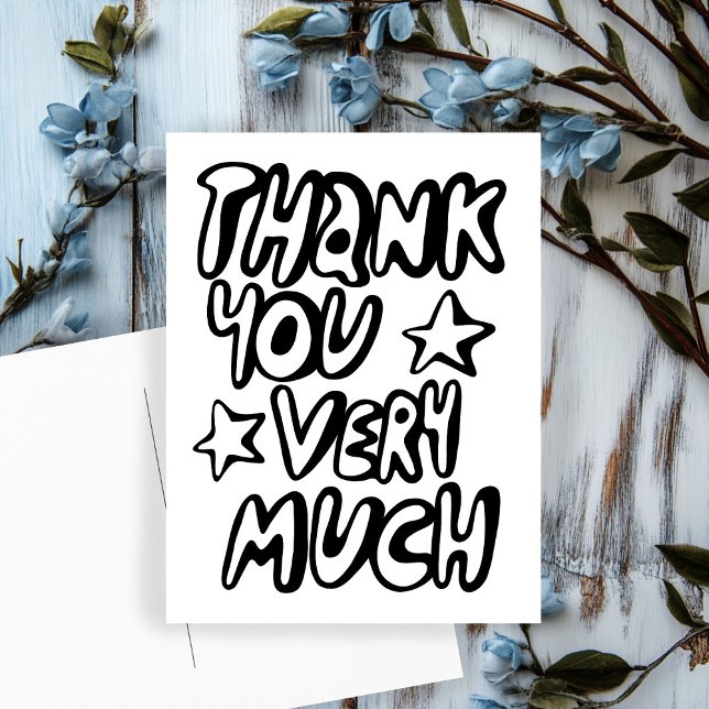 TACK SÅ MYCKET Bubble Letters B&W ANPASSAD   Vykort (THANK YOU VERY MUCH Bubble Letters B&W CUSTOM Postcard
)