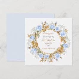 Tack så mycket Eleganta dammiga blå rosor spädbarn Kort