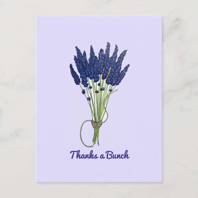 Tack så mycket Lavendelblomsterbukett Tack Vykort (Framsida)