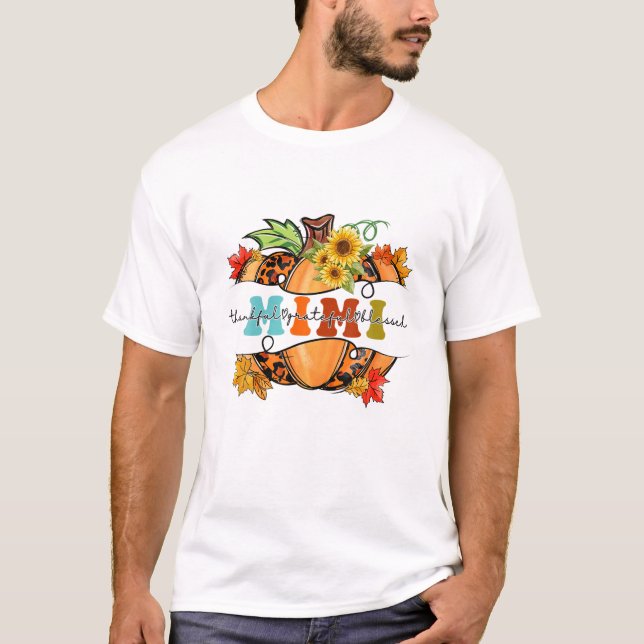 Tack så mycket Mimi Leopard Pumpkin Thanksgiven in T Shirt (Framsida)