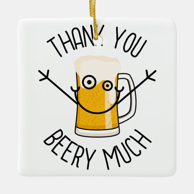 Tack så mycket öl - Dumma ansikte Julgransprydnad Keramik (Framsida)