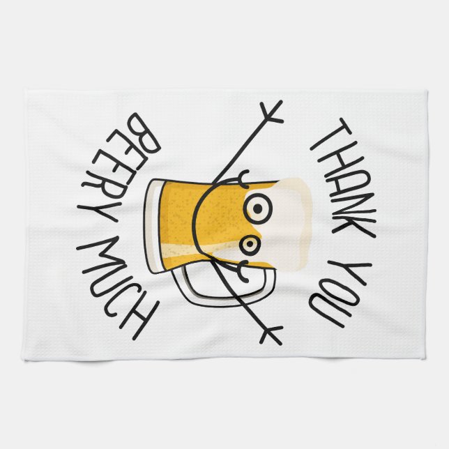 Tack så mycket öl - Dumma ansikte Kökshandduk (Horisontell)