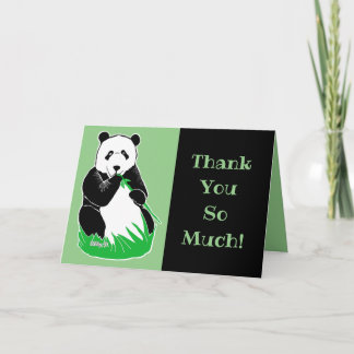 Tack så mycket! Panda Grönt och Black Hälsning Kort