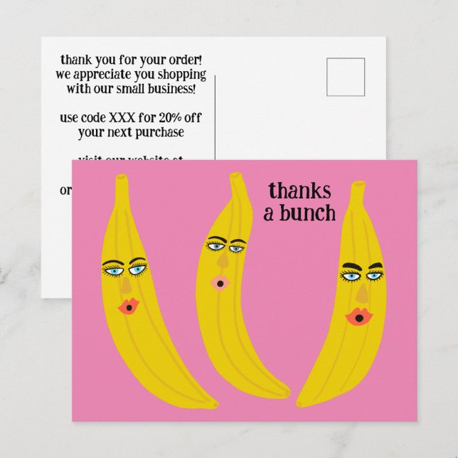 TACK SÅ MYCKET Roliga Bananer BESTÄLL TACK QR Vykort (Fram/baksida)