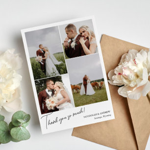 Tack så mycket Romantic 4 Bröllop Photo Collage Kort