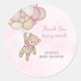 Tack så mycket rosa baby shower tack så mycket runt klistermärke