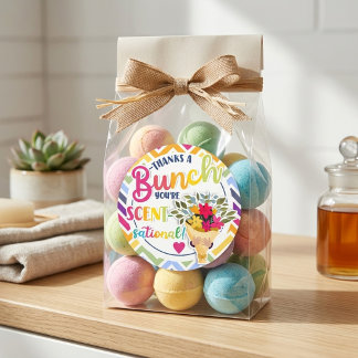 Tack så mycket Scent-sational regnbågs-chevron-pun Runt Klistermärke