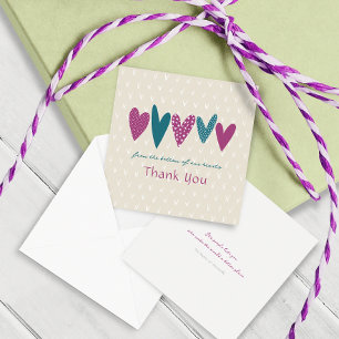 Tack så mycket Teal Hearts Little Anteckningskort