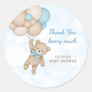 Tack så mycket Teddy Bear Baby Shower Runt Klistermärke