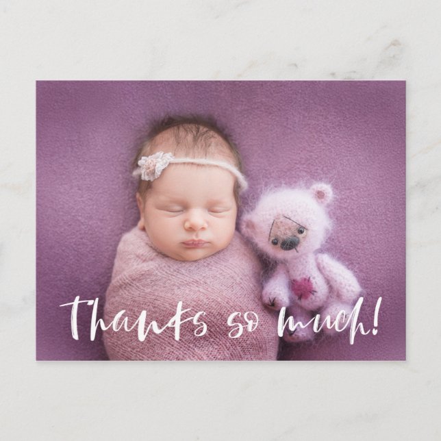 Tack så mycket | Vit | Baby Photo Tack Vykort (Framsida)