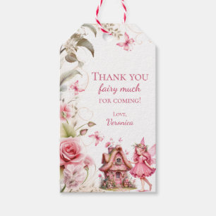Tack Sagoväsen Mycket Rosa Blommig Födelsedag Presentetikett
