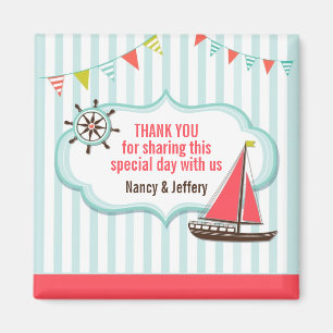 Tack Sailing Baby Shower Magnet