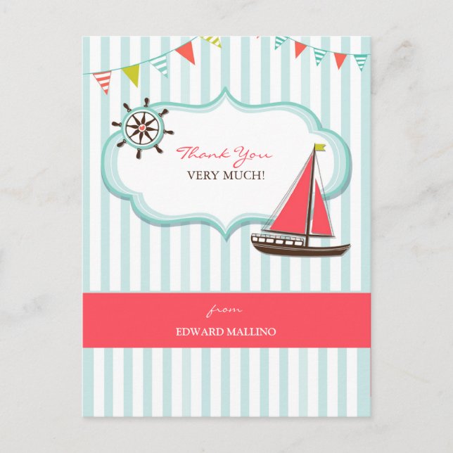 Tack Sailing Birday Postcard Vykort (Framsida)