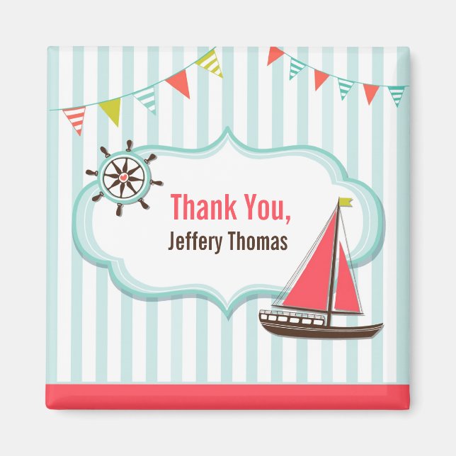 Tack Sailing Boat Birthday Magnet (Framsidan)
