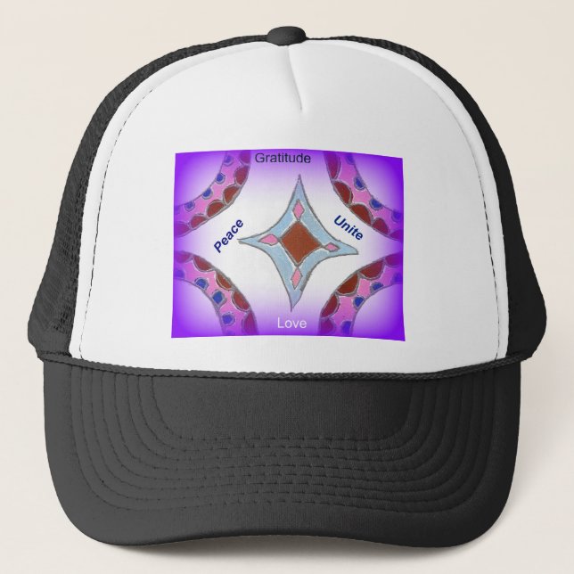 "Tack Samhälle Kärlek Enighet" Mandala Konsttryck Keps (Framsida)